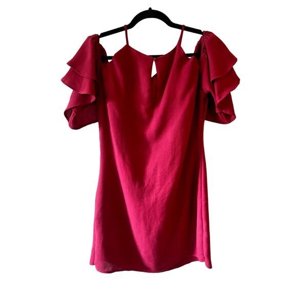 Cooperative Red Burgundy Cold Shoulder Dress Size Medium - Picture 6 of 8